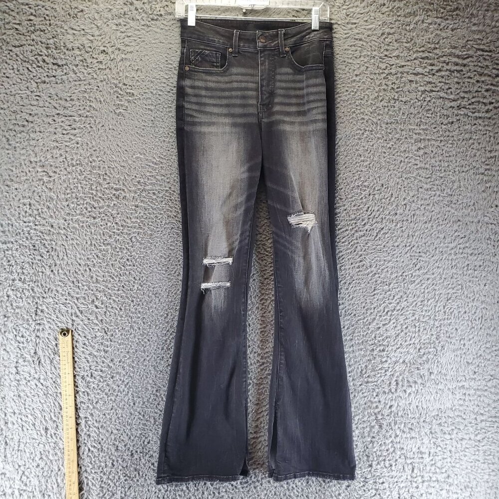 Buckle Black Jeans Womens Size 27 Black Bootcut Distressed Stretch Denim